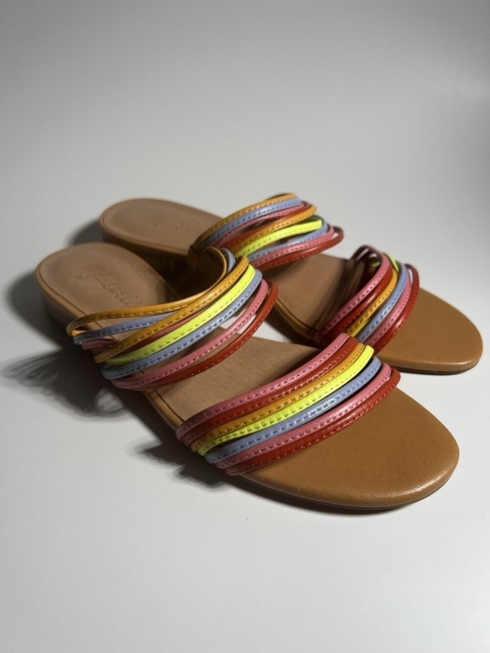 Madewell Meg Slide Micro Strap Leather Sandals Rainbow Women’s Size 6.5 - Picture 4 of 14